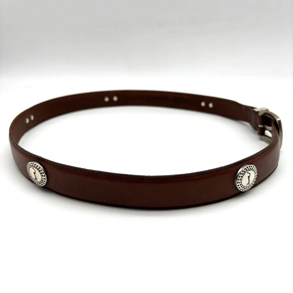 Vintage 90s PGA Tour Brown Full Grain Leather Concho Golf Belt 40 38-42